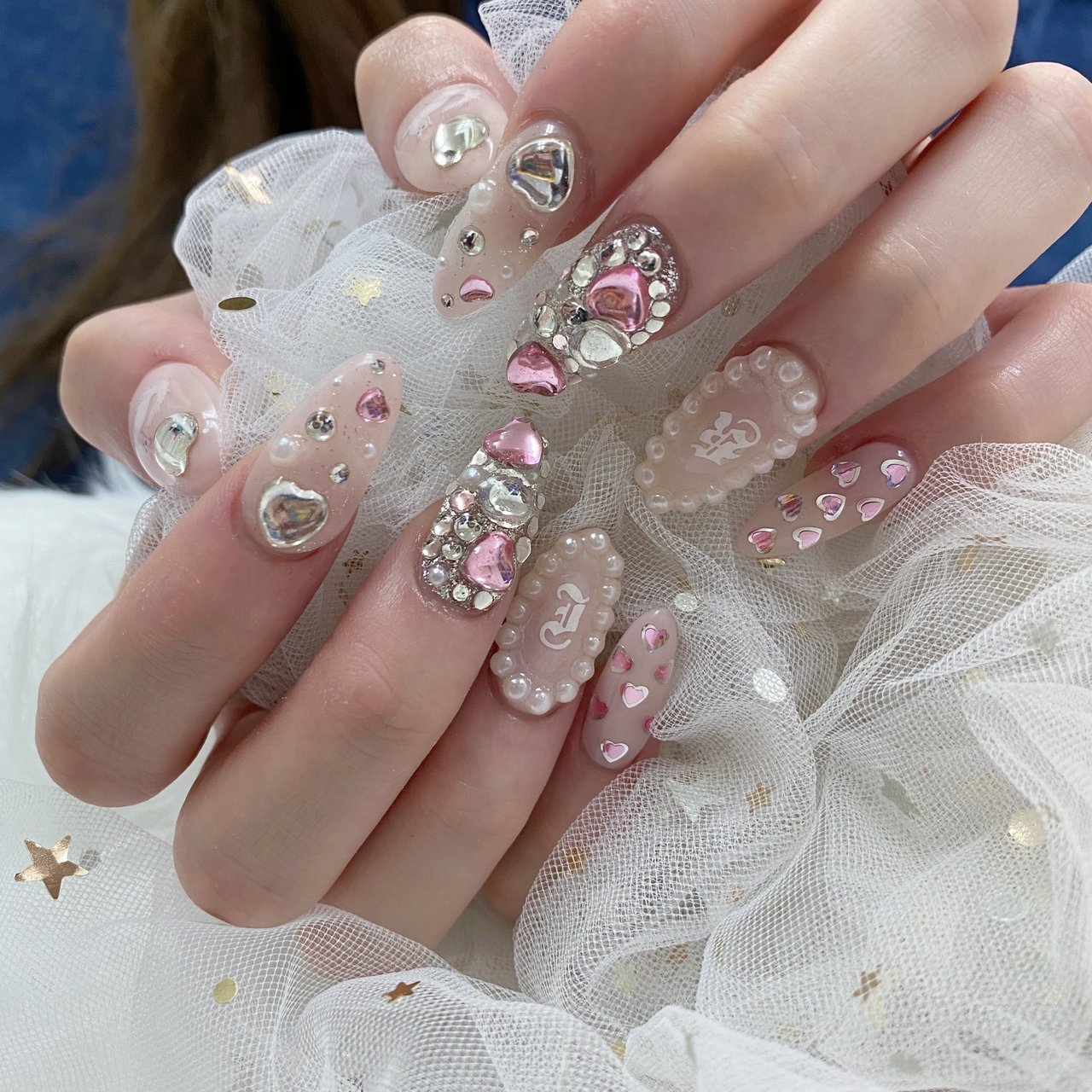 夏 ハンド シンプル ハート パール メロディービューティーサロンのネイルデザイン No ネイルブック