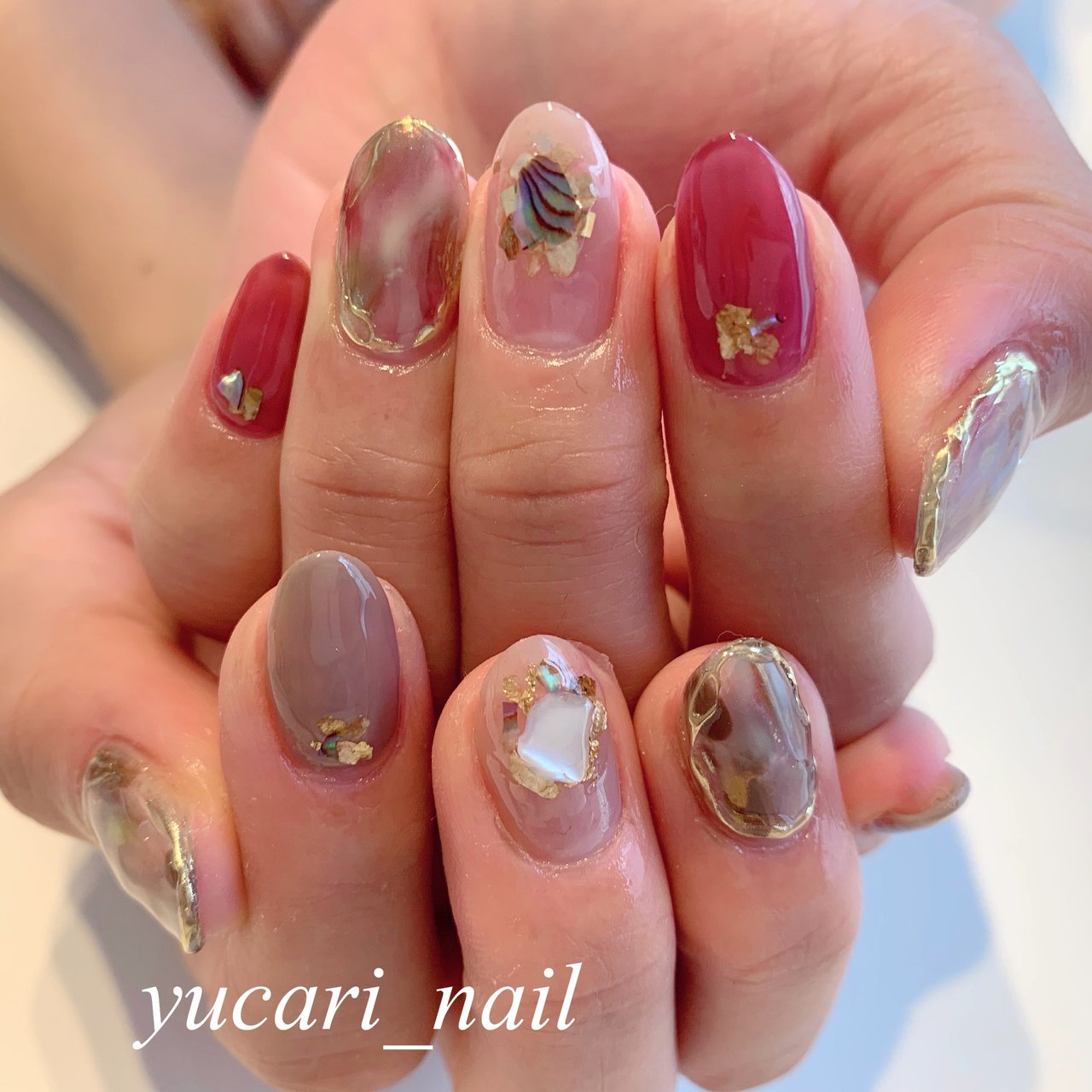 オールシーズン ハンド ニュアンス ミディアム ピンク Yucari Nailのネイルデザイン No ネイルブック