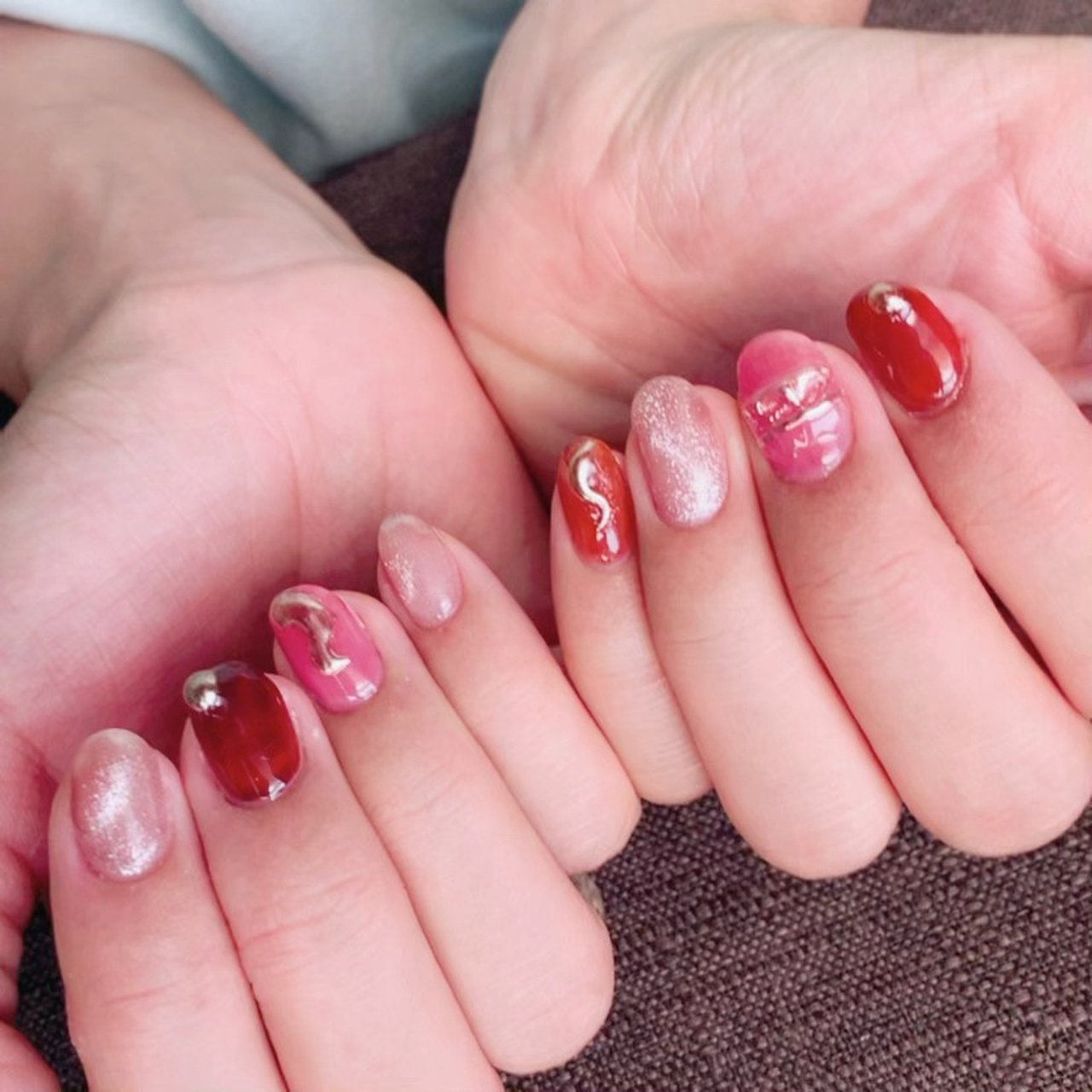 ハンド ニュアンス ミラー ショート ピンク Mii0069のネイルデザイン No ネイルブック