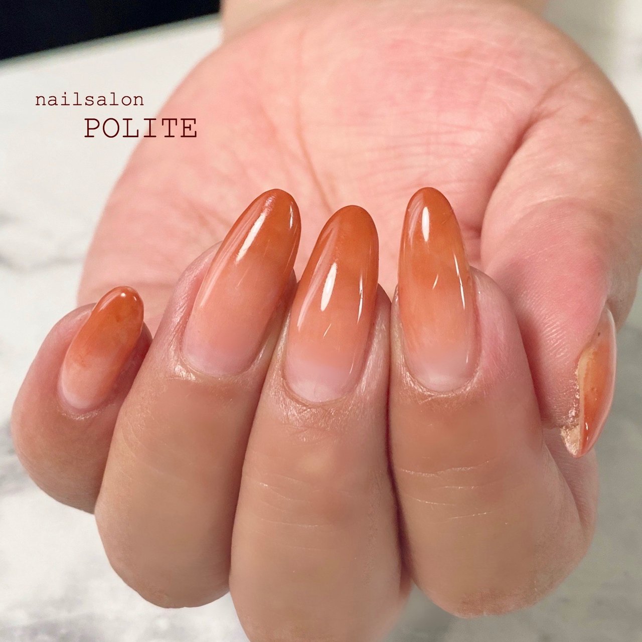 秋 ハンド グラデーション ロング オレンジ Nailsalon Politeのネイルデザイン No ネイルブック