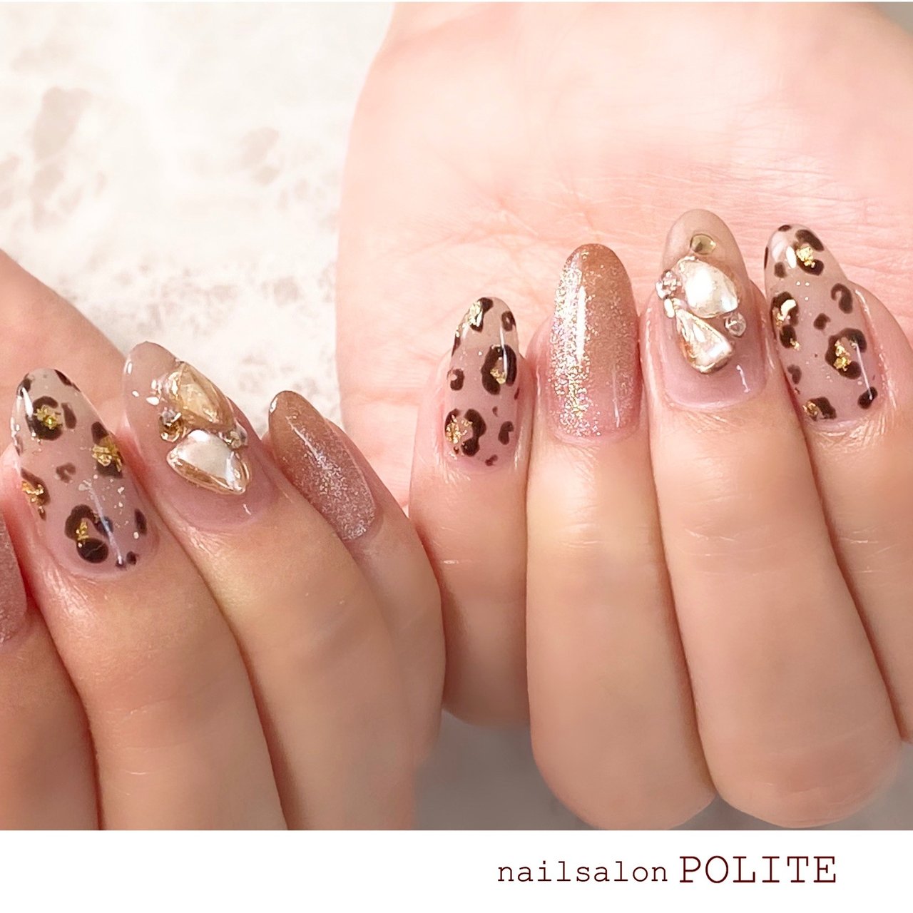 秋 ハンド シェル ギャラクシー レオパード Nailsalon Politeのネイルデザイン No ネイルブック