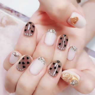 黒ハートのネイルデザイン ネイルブック