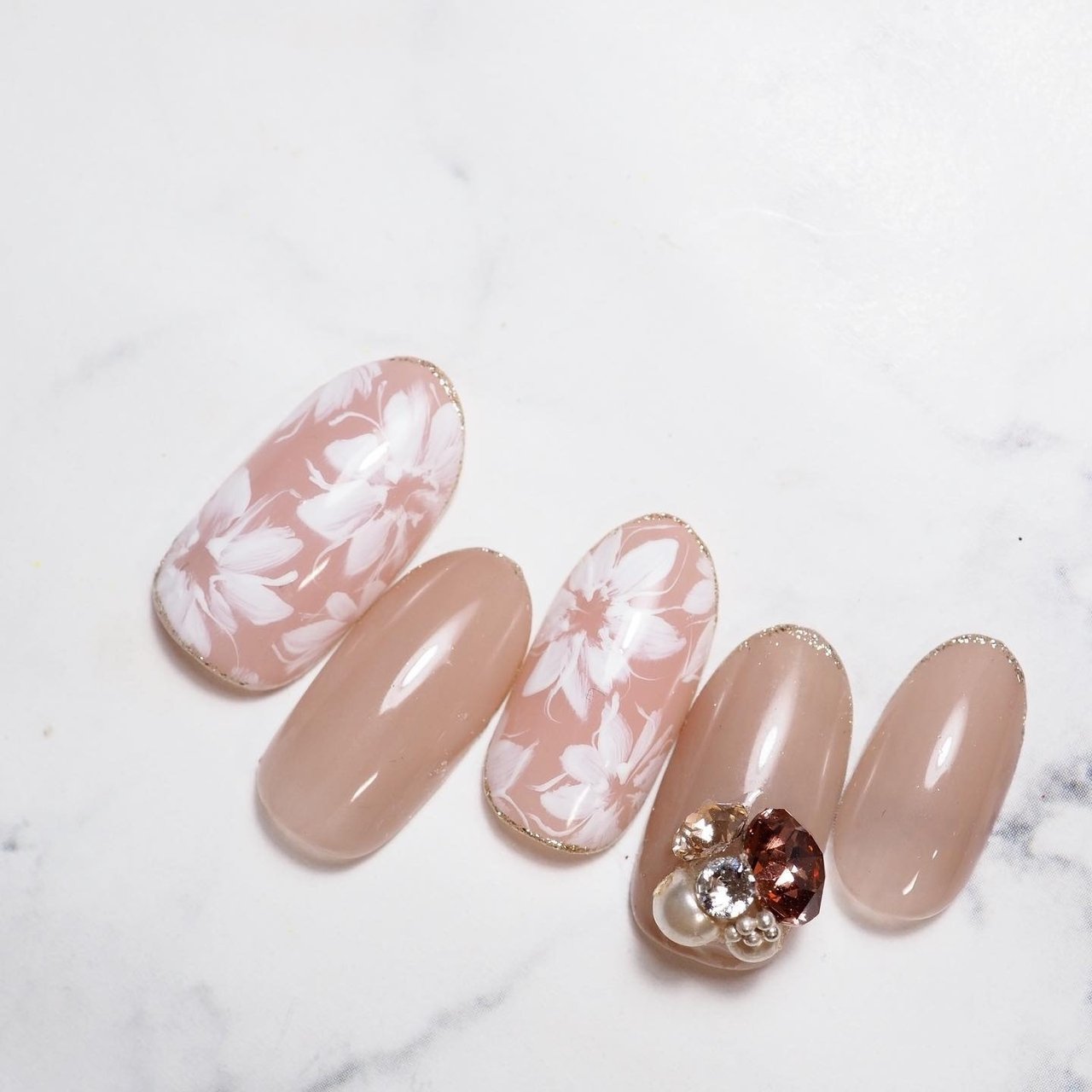 春 夏 秋 ブライダル ハンド La Bouquet ウサミレナのネイルデザイン No 562 ネイルブック