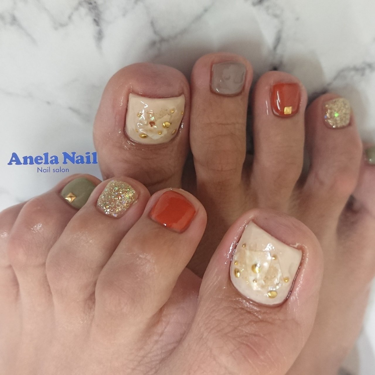 秋 オールシーズン フット ニュアンス ショート Anelanailのネイルデザイン No ネイルブック