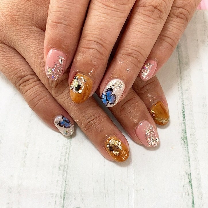 秋 デート 女子会 ハンド ラメ Nailslon Le Petitのネイルデザイン No ネイルブック