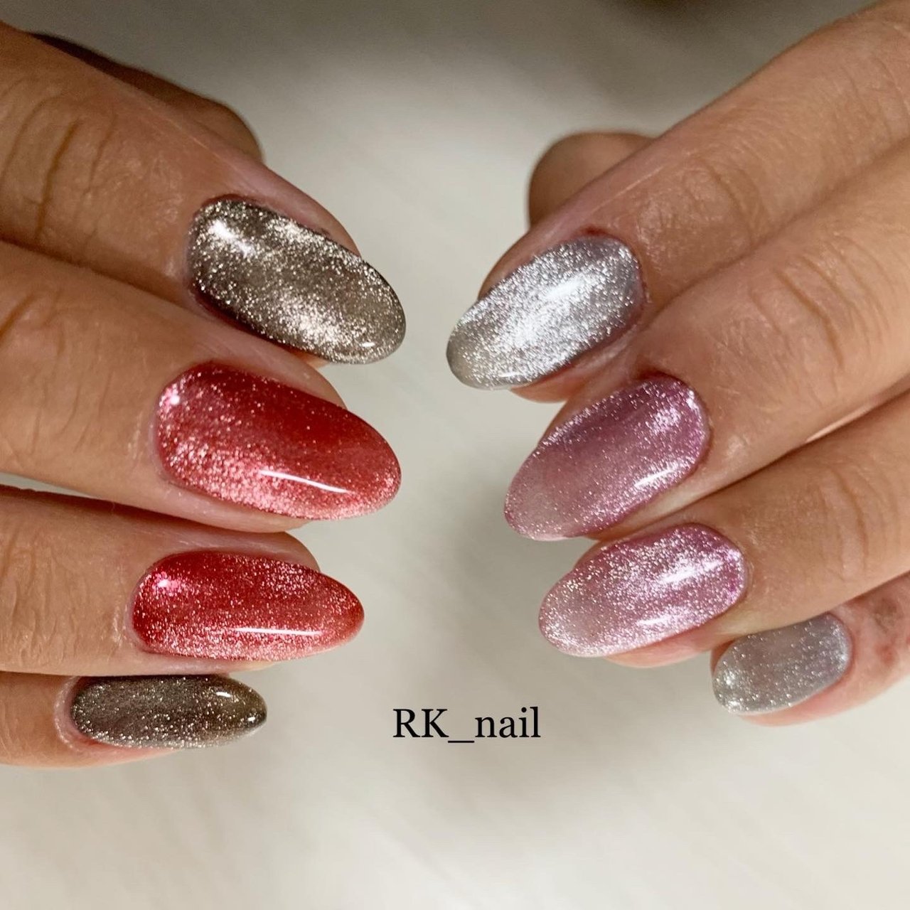 オールシーズン ハンド ラメ ワンカラー ピンク Rk Nail ｱｰﾙｹｲﾈｲﾙ のネイルデザイン No 5627028 ネイルブック