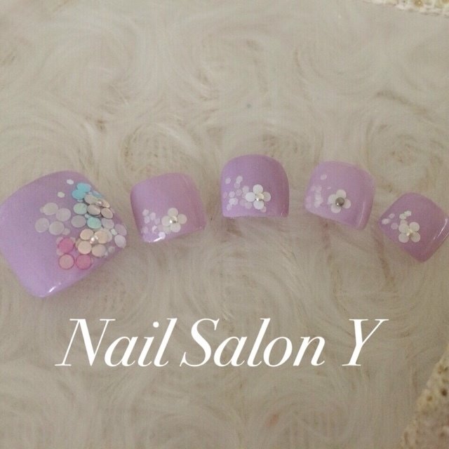 梅雨 フット ホログラム パープル ネイルチップ Nailsalonyのネイルデザイン No ネイルブック