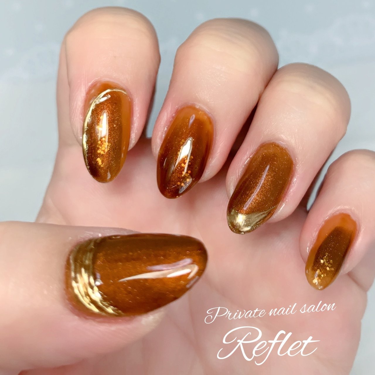 秋 オールシーズン ハンド ラメ ミラー Reflet Nail ルフレ のネイルデザイン No ネイルブック