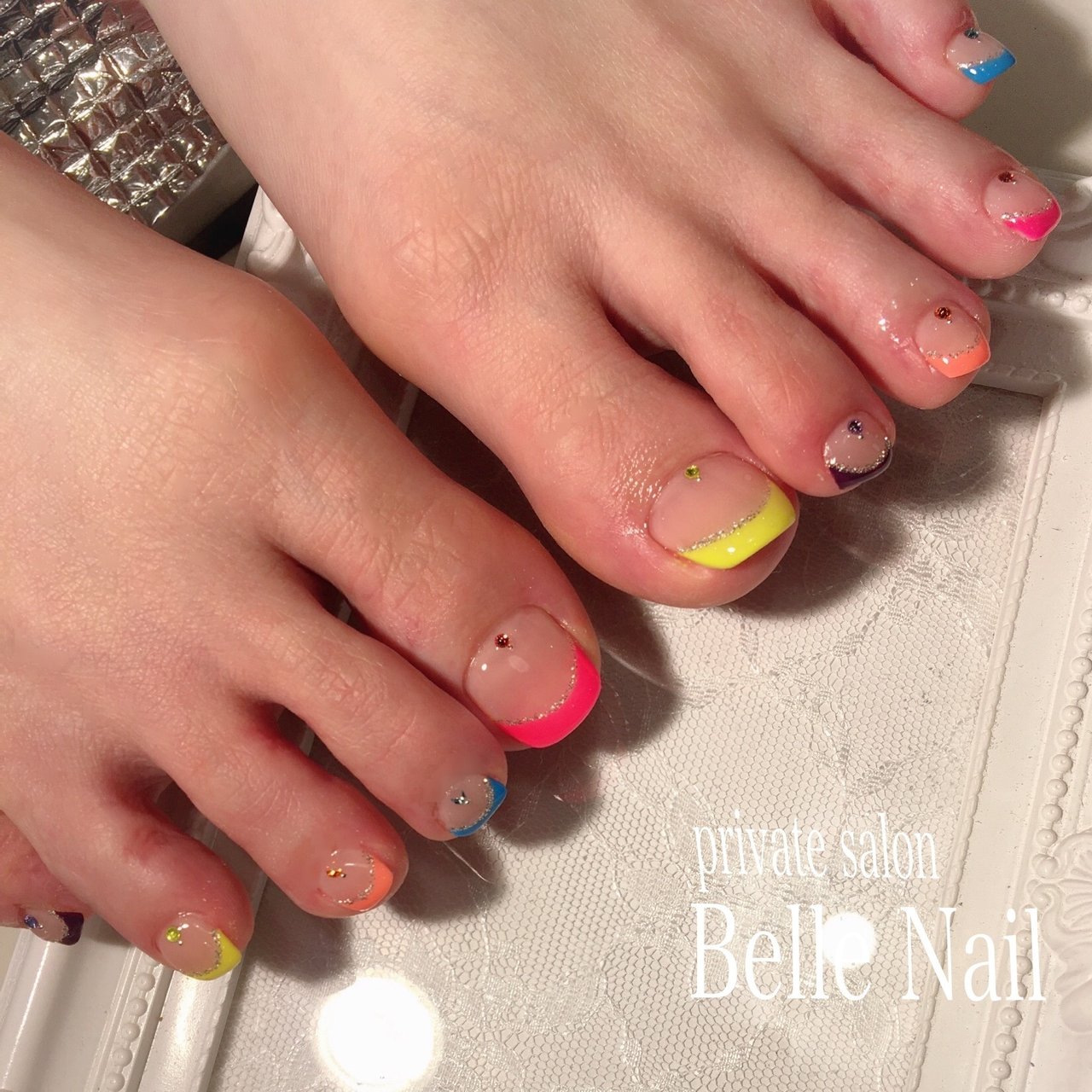 オールシーズン フット シンプル フレンチ ミディアム Belle Nail Akiのネイルデザイン No ネイルブック