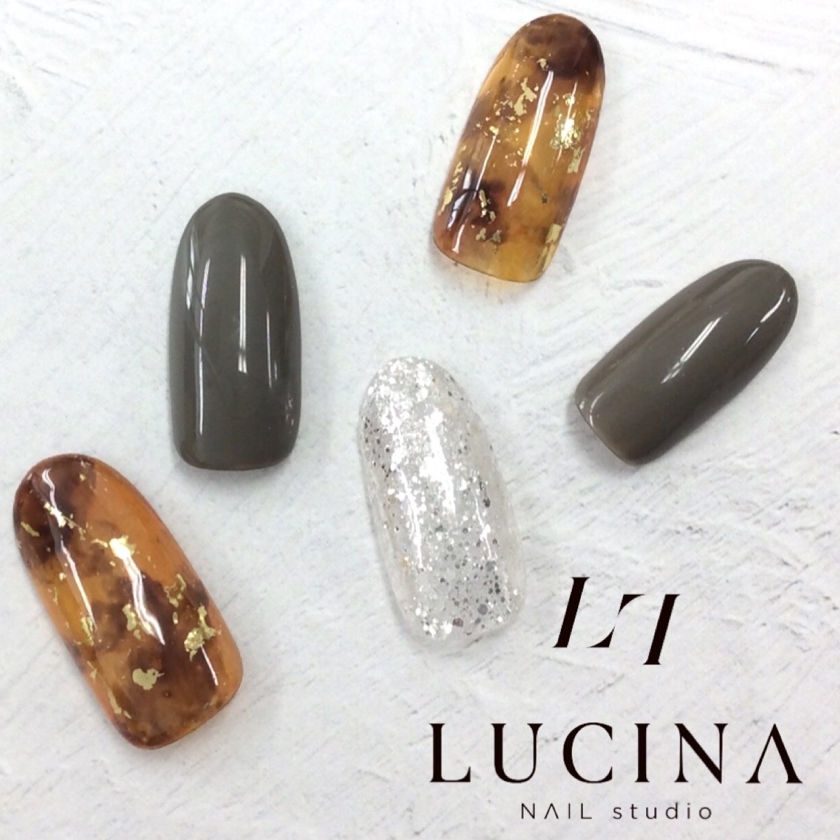 秋 冬 ハンド タイダイ べっ甲 Nailstudio Lucinaのネイルデザイン No ネイルブック