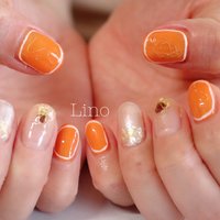 梅雨 オレンジのネイルデザイン ネイルブック