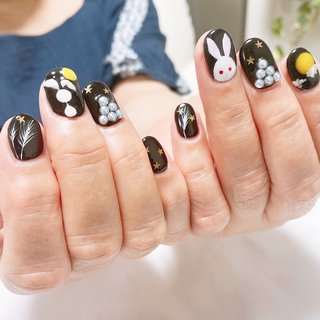 お月見ネイルのネイルデザイン ネイルブック