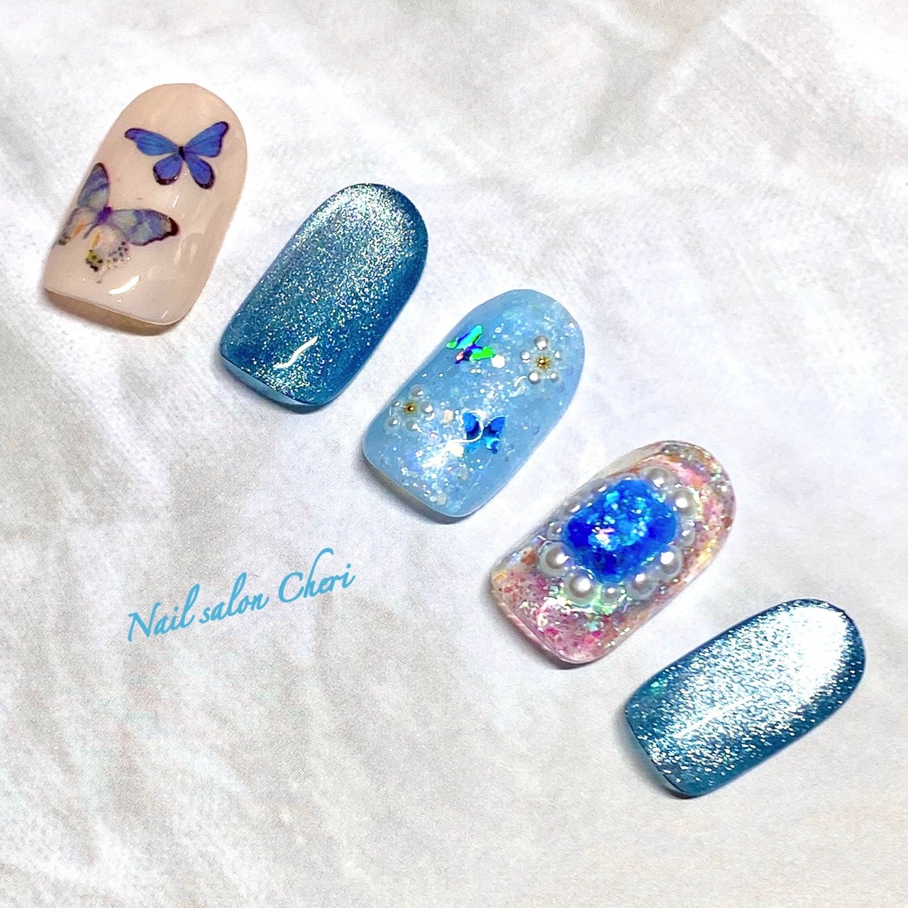 ハンド 水色 ブルー ジェル Nail Salon Cheriのネイルデザイン No ネイルブック