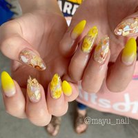 クリア イエロー スカルプチュアのネイルデザイン ネイルブック