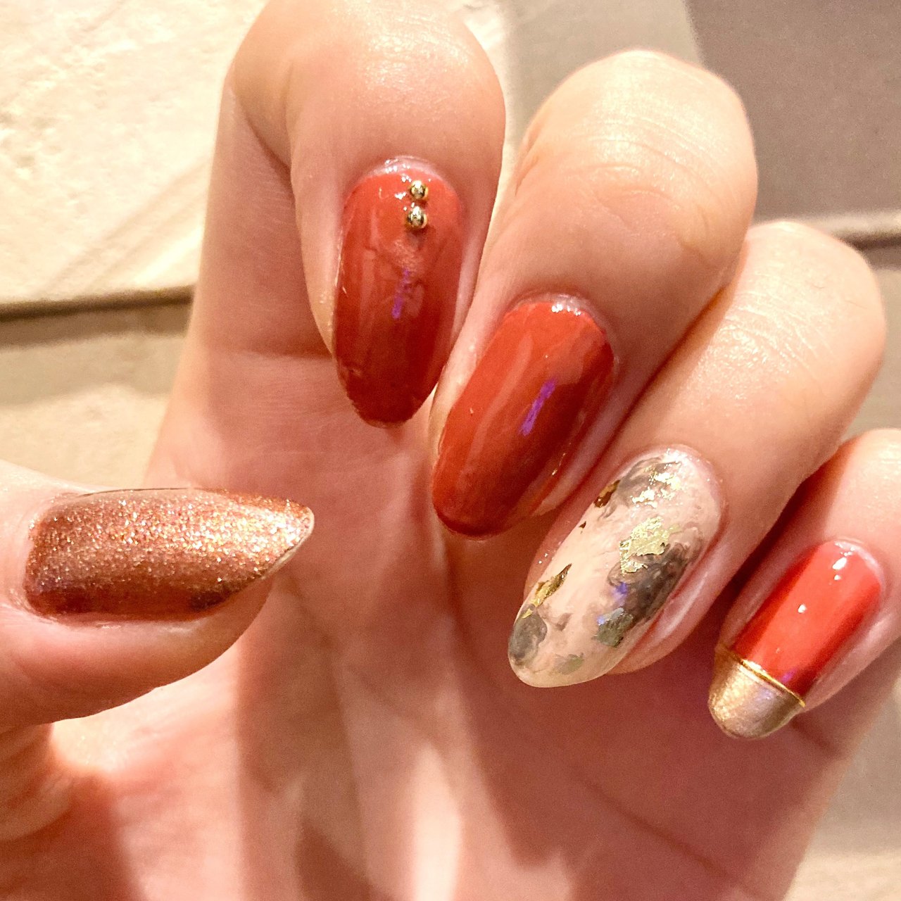 秋 ハンド ホログラム ラメ ホイル あかぬーのネイルデザイン No ネイルブック