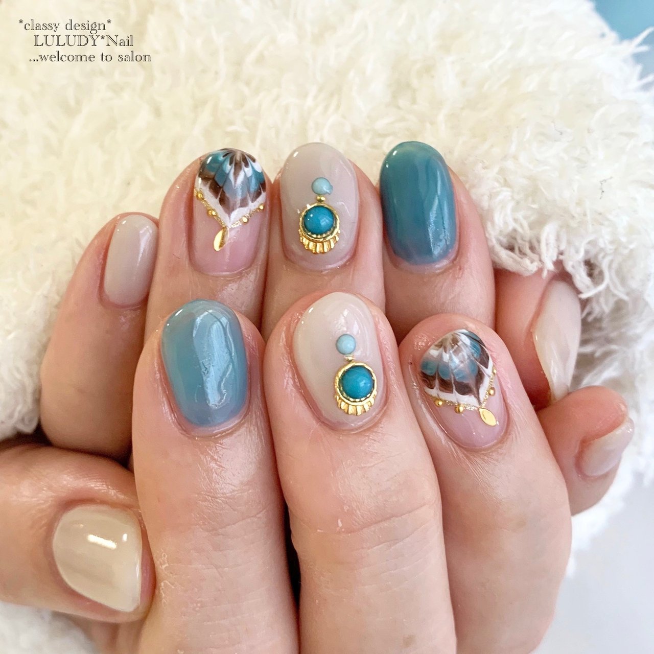 夏 秋 エスニック ネイティブ ベージュ Luludynailのネイルデザイン No ネイルブック