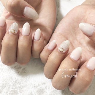 ハンド/ラメ/ワンカラー/キルティング/ホワイト - Crm.nailのネイル