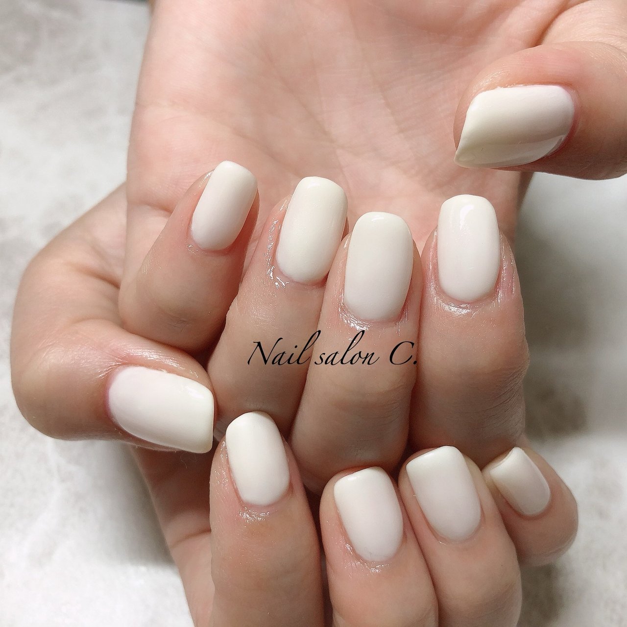 オールシーズン ハンド ワンカラー ミディアム ホワイト Nail Salon C のネイルデザイン No ネイルブック