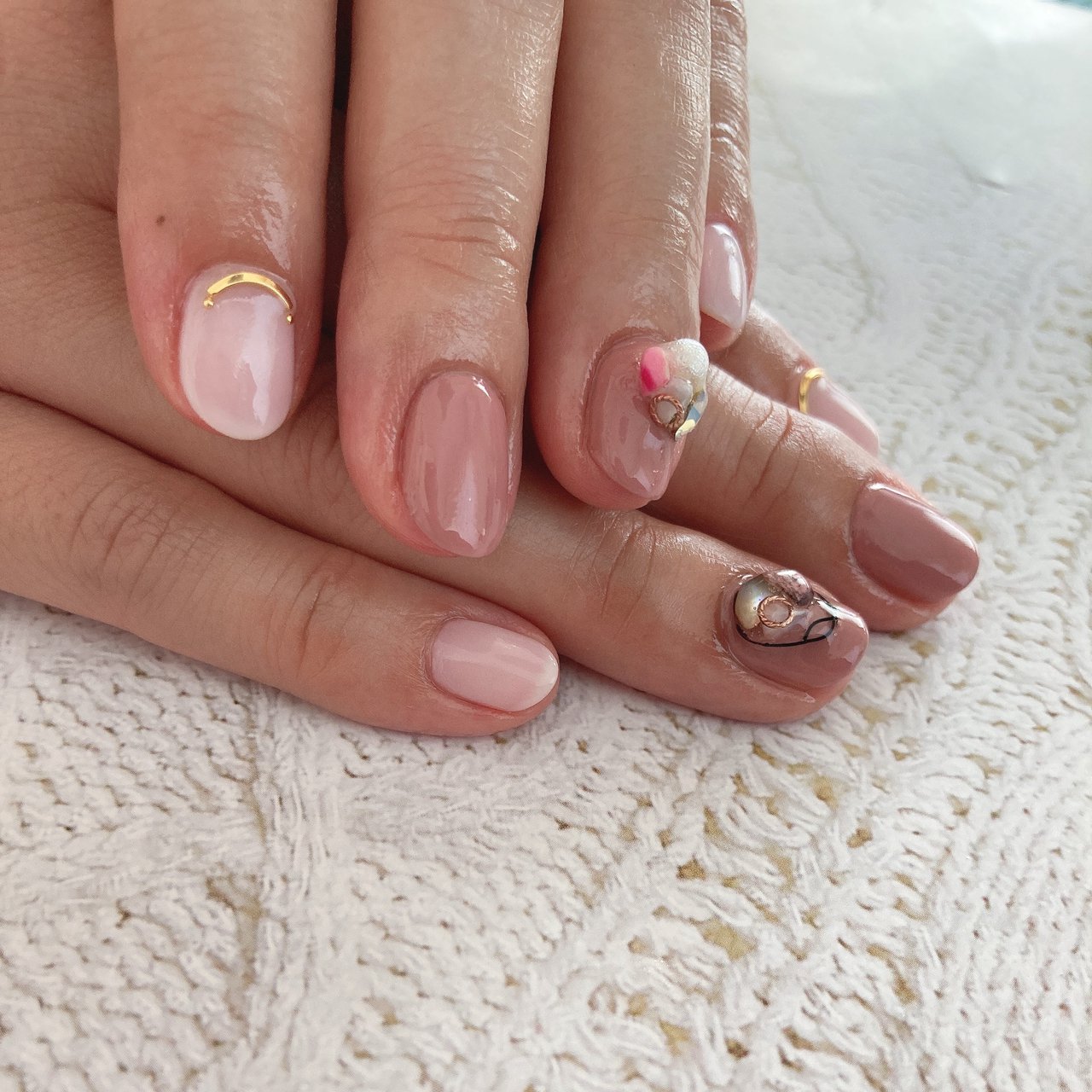 ブライダル ハンド ワンカラー パール 大理石 Nail Saoのネイルデザイン No ネイルブック