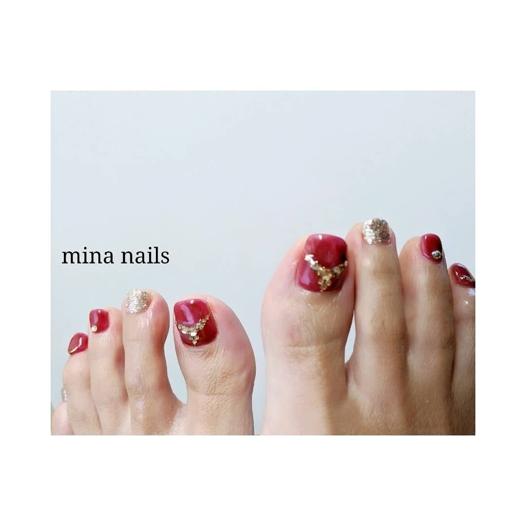 秋 冬 クリスマス パーティー フット Mina Nailsのネイルデザイン No ネイルブック