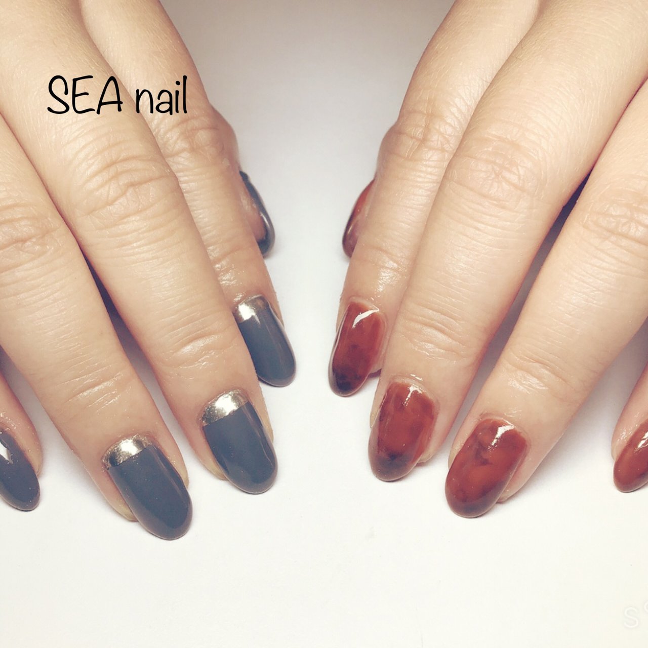 秋 ハンド シンプル ニュアンス べっ甲 ふじい あいのネイルデザイン No ネイルブック