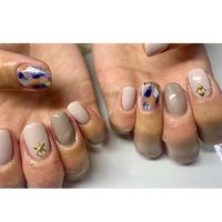 オレンジ ネイビーのネイルデザイン ネイルブック