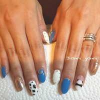 ホワイト ブルー シルバーのネイルデザイン ネイルブック