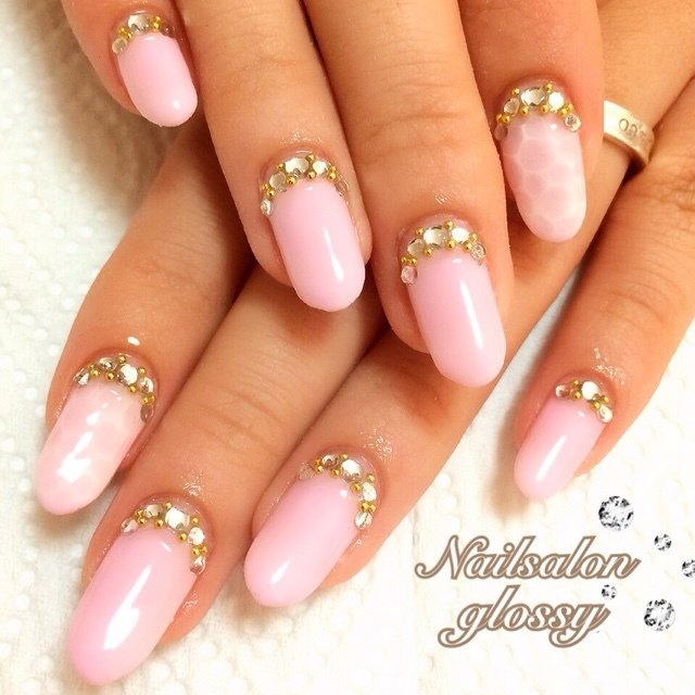 デート ハンド ミディアム ピンク ジェル Nailsalonglossy ネイルサロングロッシー のネイルデザイン No ネイル ブック