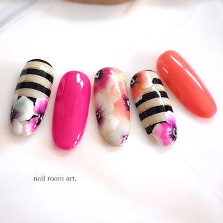 人気順 ボーダーフラワーのネイルデザイン ネイルブック