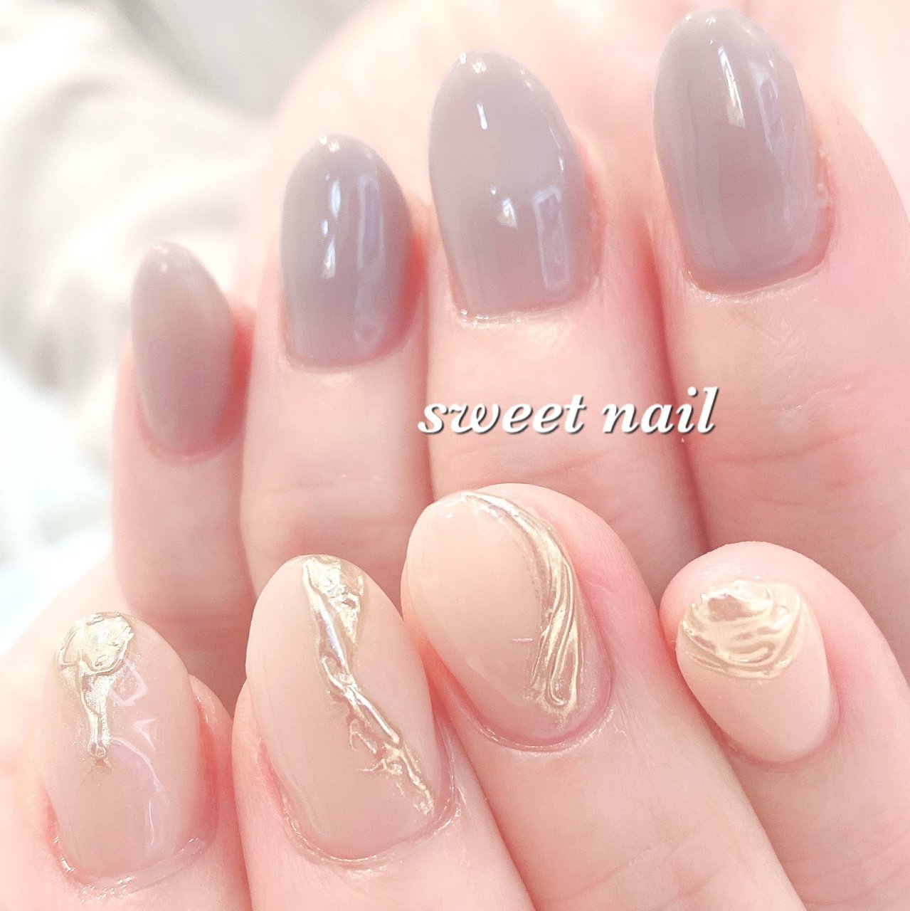 秋 冬 ベージュ グレージュ グレー 伊勢崎ネイルサロンsweetのネイルデザイン No ネイルブック