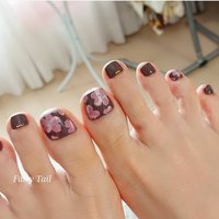 ピンク ゴールド ペディキュアのネイルデザイン ネイルブック