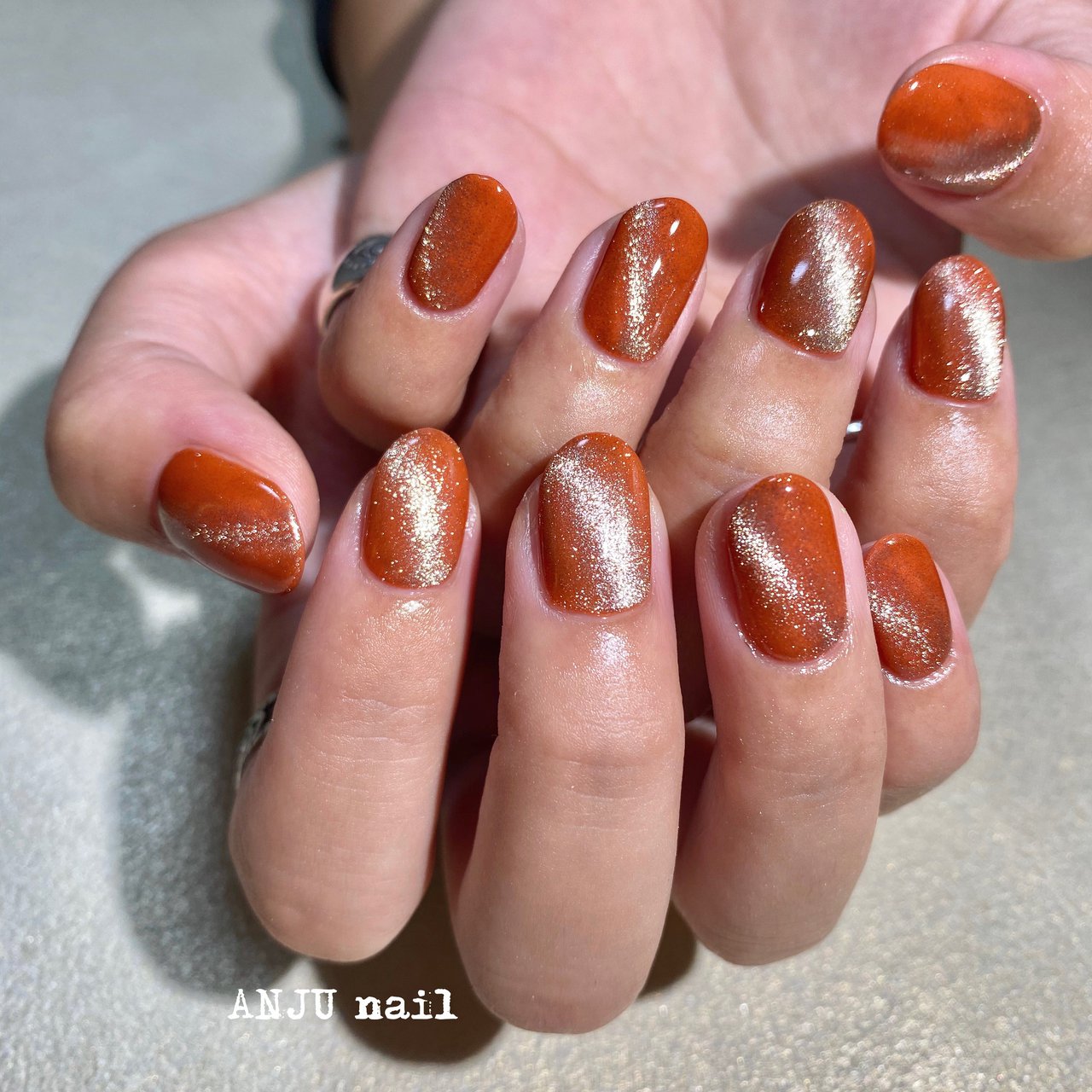秋 オールシーズン ハンド ワンカラー オレンジ Anju Nailのネイルデザイン No ネイルブック