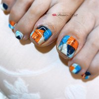 夏 レトロ ペディキュアのネイルデザイン ネイルブック