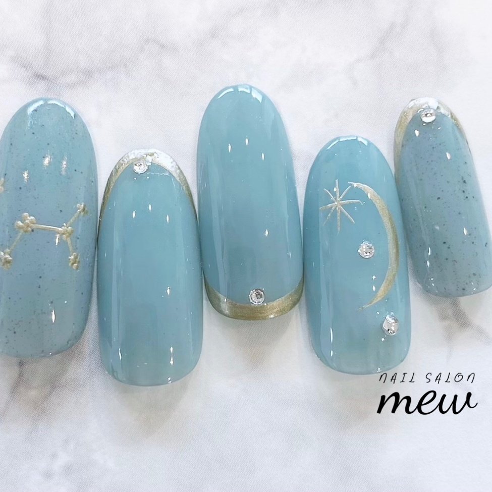 水色 ジェル ネイルチップ Nail Salon Mewのネイルデザイン No ネイルブック