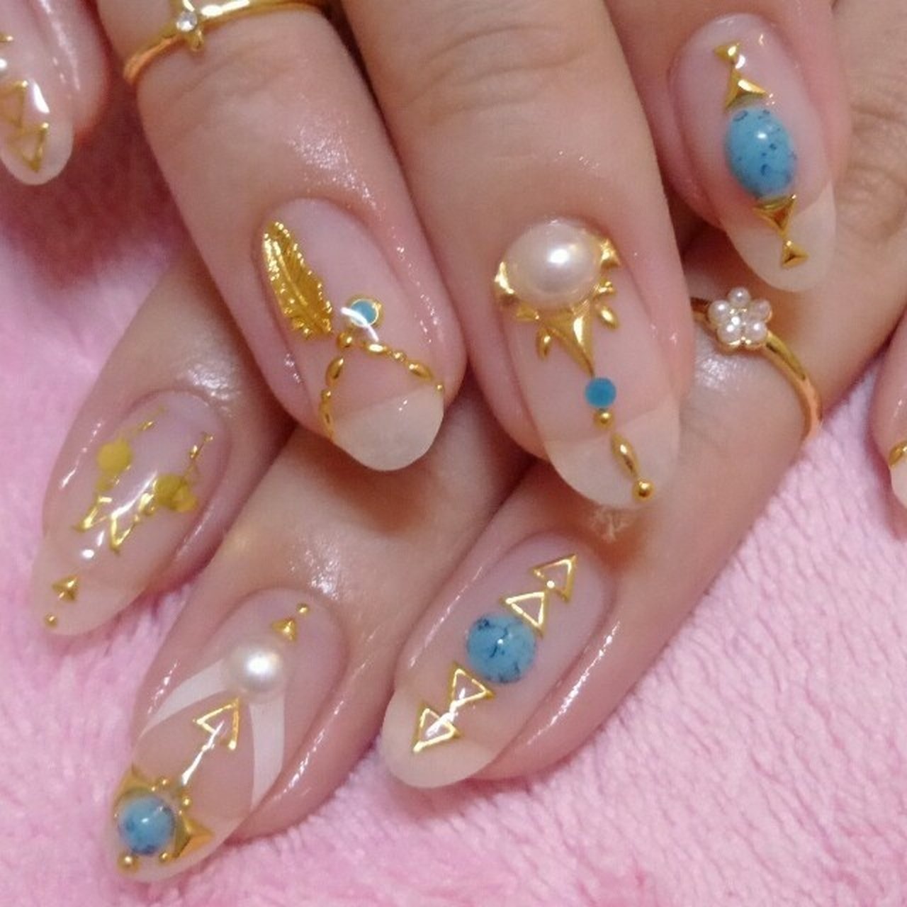 夏 ハンド エスニック クリア ジェルネイル Gracia Mのネイルデザイン No 9097 ネイルブック