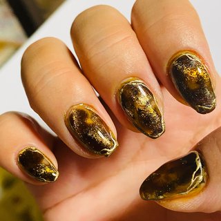 黒べっ甲ネイルのネイルデザイン ネイルブック