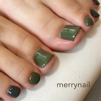 フット ワンカラー グリーンのネイルデザイン ネイルブック
