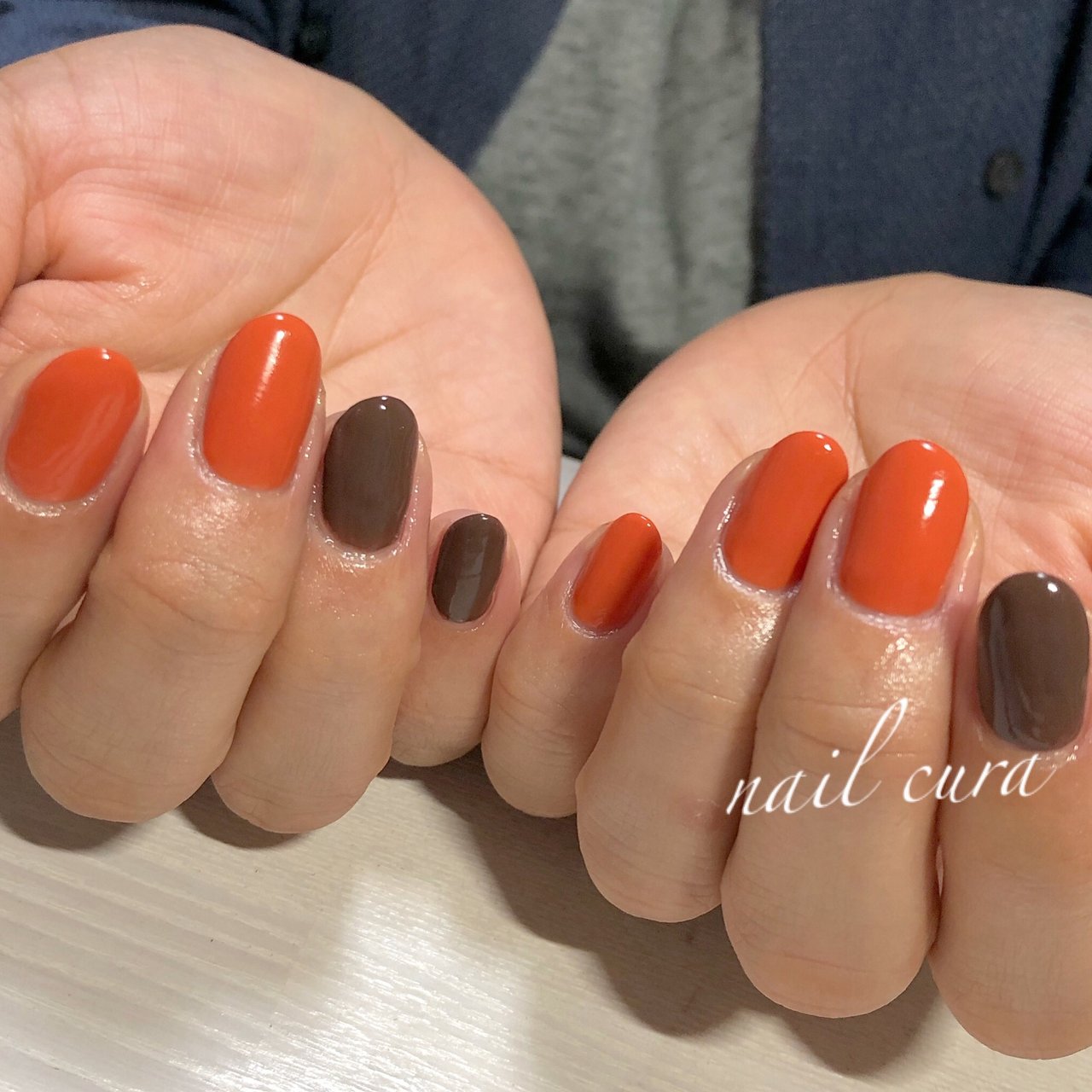秋 ハンド シンプル ワンカラー オレンジ Nailcuraのネイルデザイン No ネイルブック