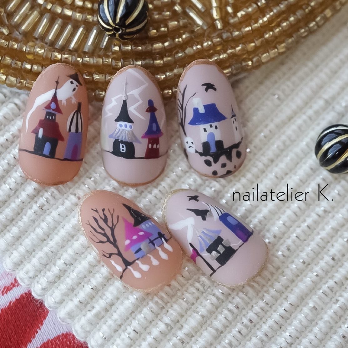 ハロウィン カラフル ジェル ネイルチップ Nailatelier Kのネイルデザイン No ネイルブック