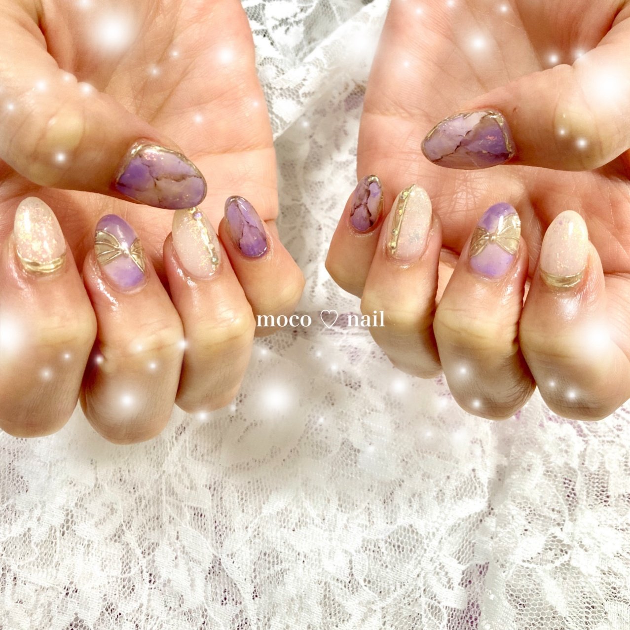 ハンド ラメ 大理石 ニュアンス ミラー Moco Nailのネイルデザイン No ネイルブック