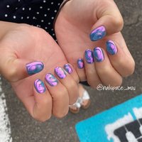 オーロラ ブルーのネイルデザイン ネイルブック
