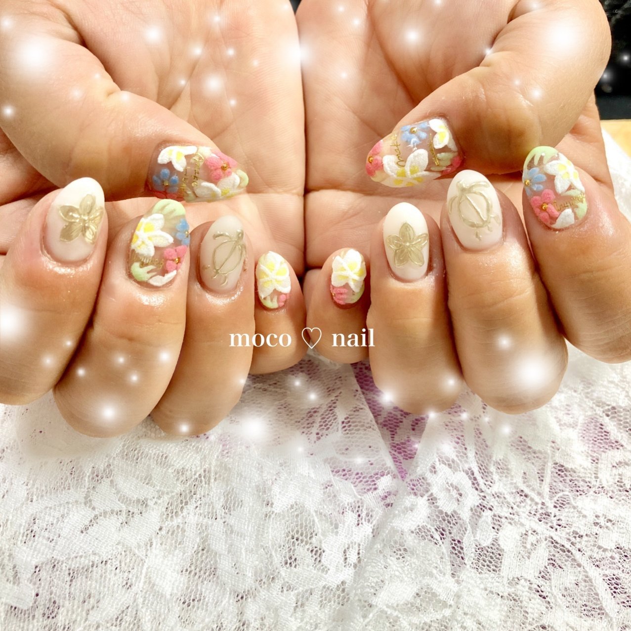 ハンド フラワー 3d トロピカル ミラー Moco Nailのネイルデザイン No ネイルブック