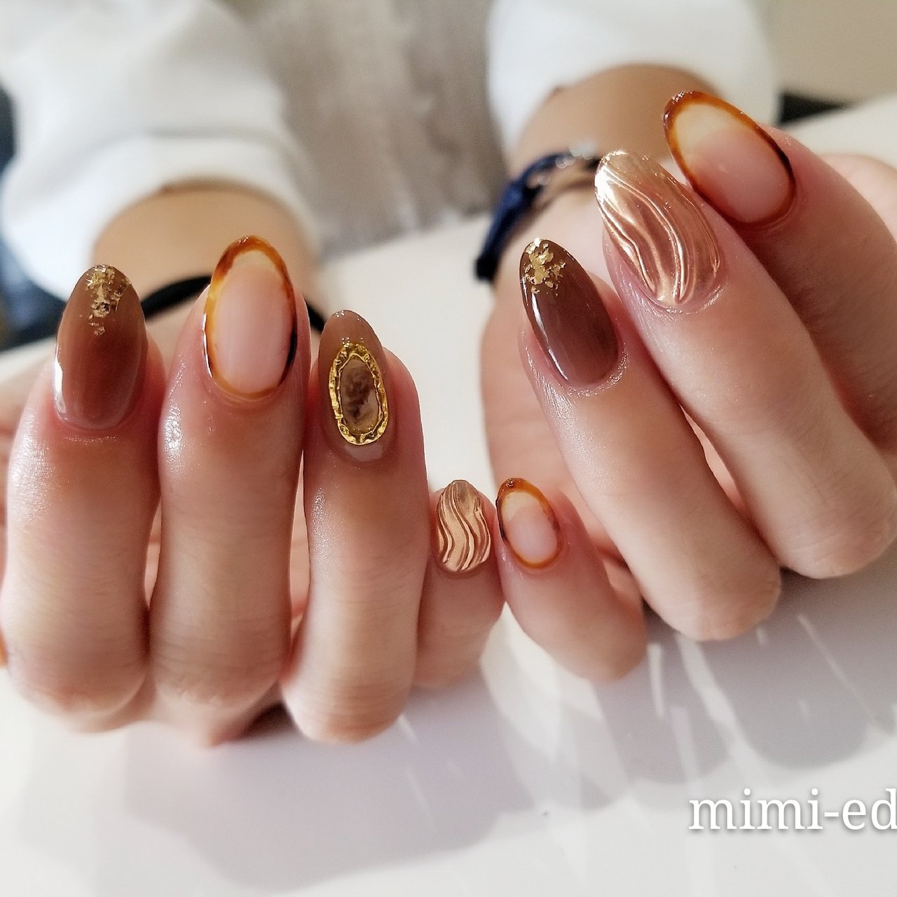 秋/冬/女子会/ハンド/べっ甲 - nail_mimiedenのネイルデザイン[No 