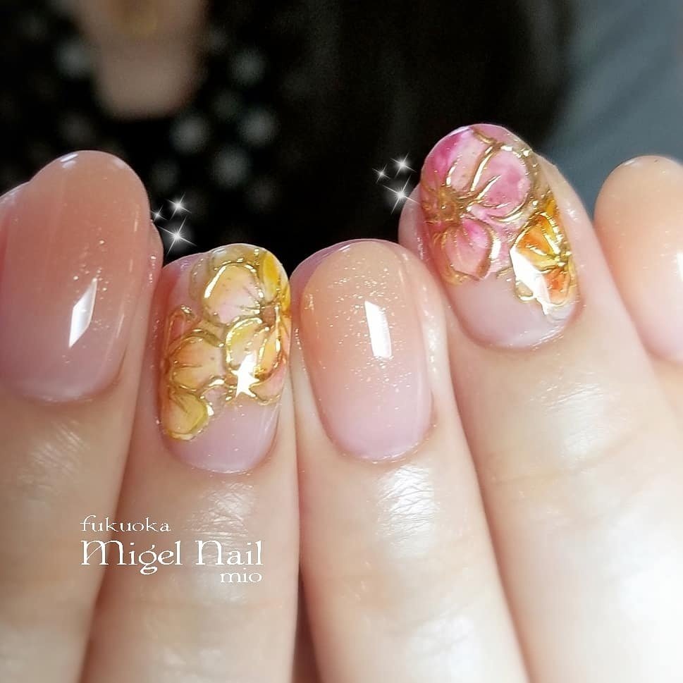 リゾート ブライダル パーティー グラデーション フラワー Migel Nailのネイルデザイン No ネイルブック