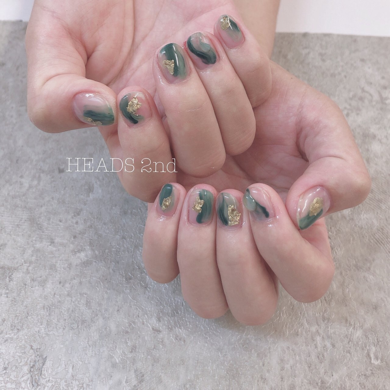 ニュアンス/ミラー/グリーン/ゴールド - heads2nd.nailのネイル 