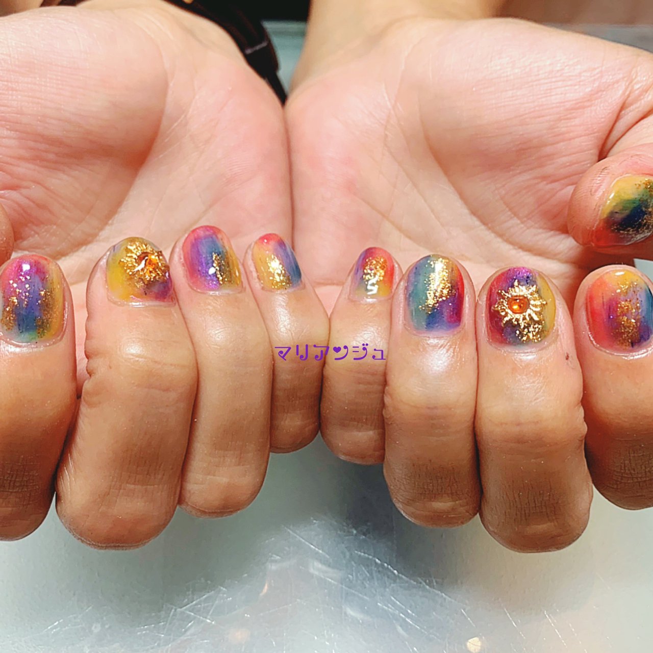 夏 ハンド トロピカル ショート カラフル 山元真理のネイルデザイン No ネイルブック