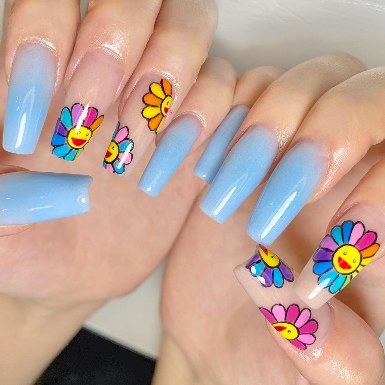 オールシーズン ハンド キャラクター ロング 水色 Oguoguchanのネイルデザイン No ネイルブック