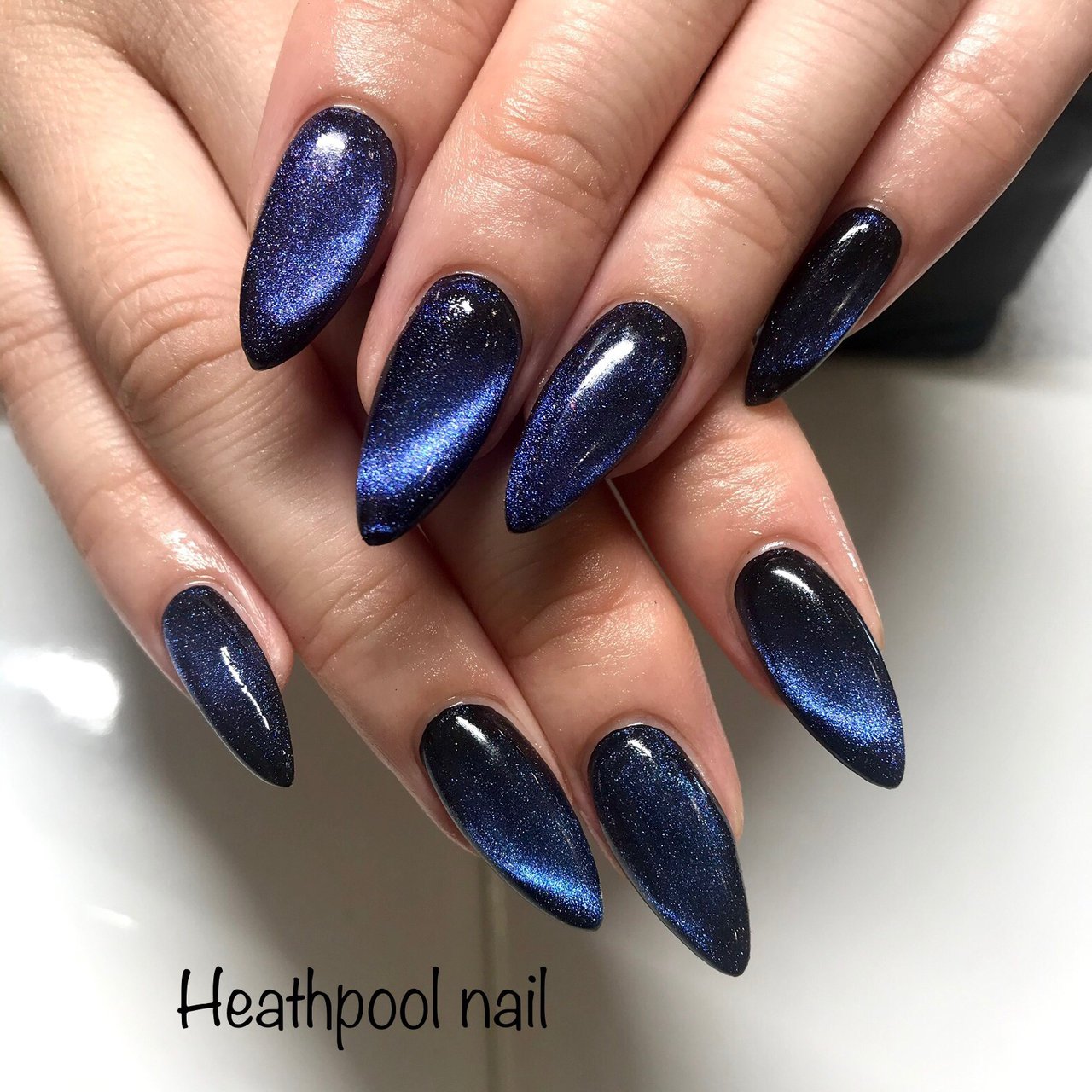 ハンド ギャラクシー ブルー ブラック ジェルネイル Heathpoolnailのネイルデザイン No ネイルブック