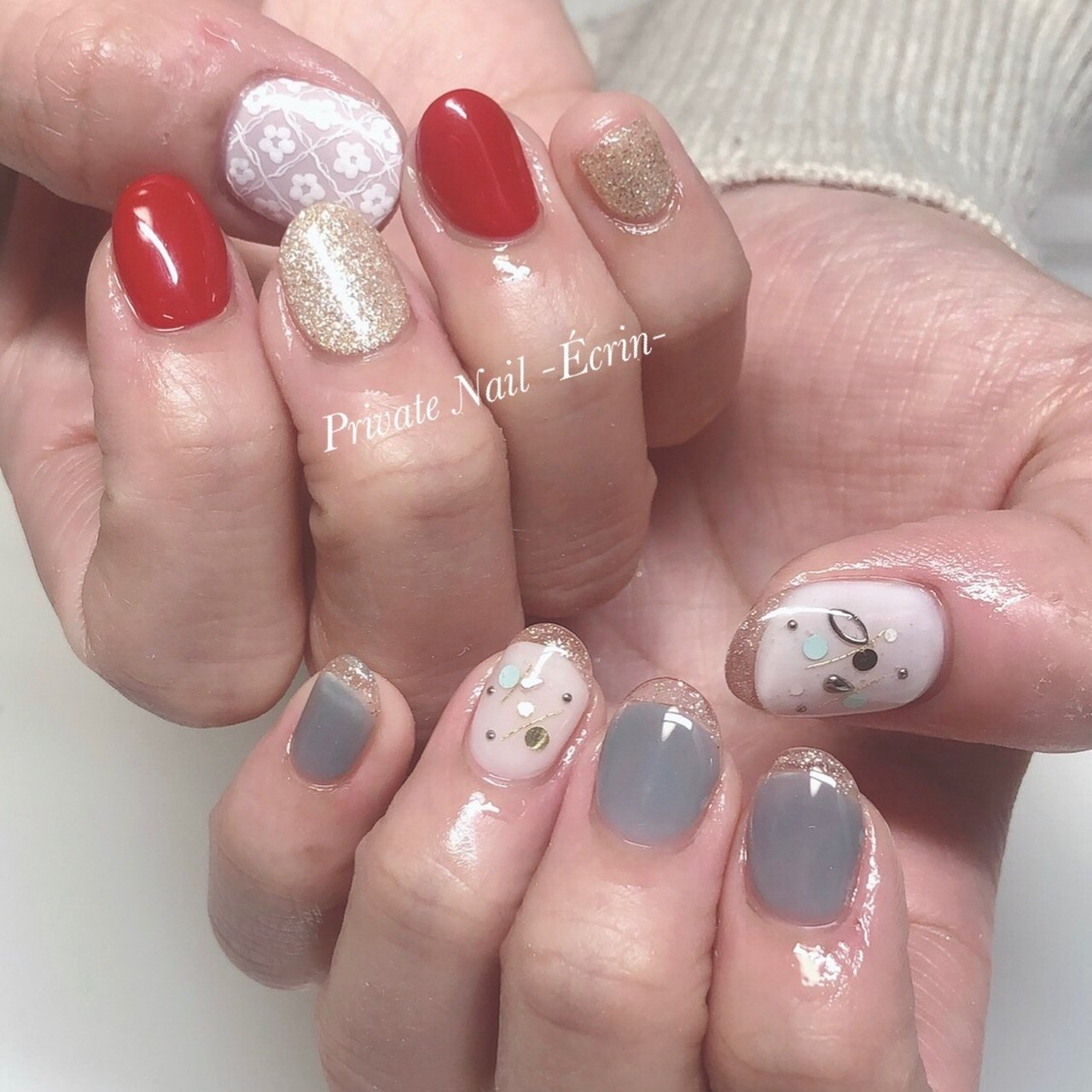 オールシーズン ハンド フレンチ ラメ ワンカラー Private Nail Eclat のネイルデザイン No ネイルブック