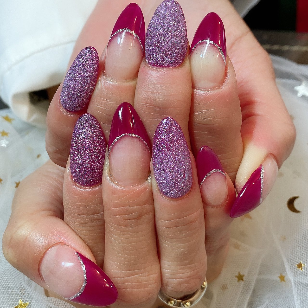 フレンチ シュガー ミディアム パープル ボルドー パンダ Nail 川崎のネイルデザイン No ネイルブック